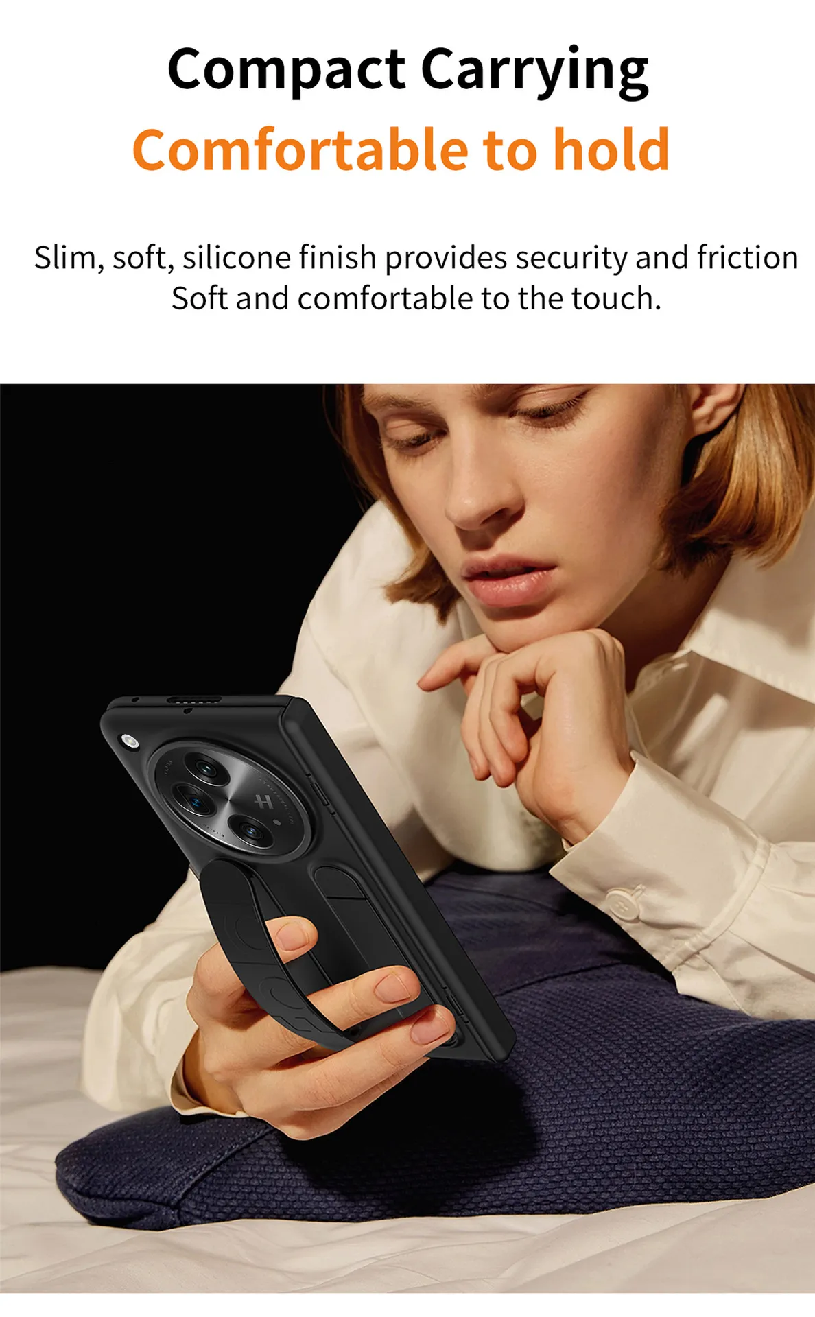 Compatible with OnePlus Open phone case, OnePlus folding wrist strap, vertical stand, hinge, full-coverage drop-proof protective case.