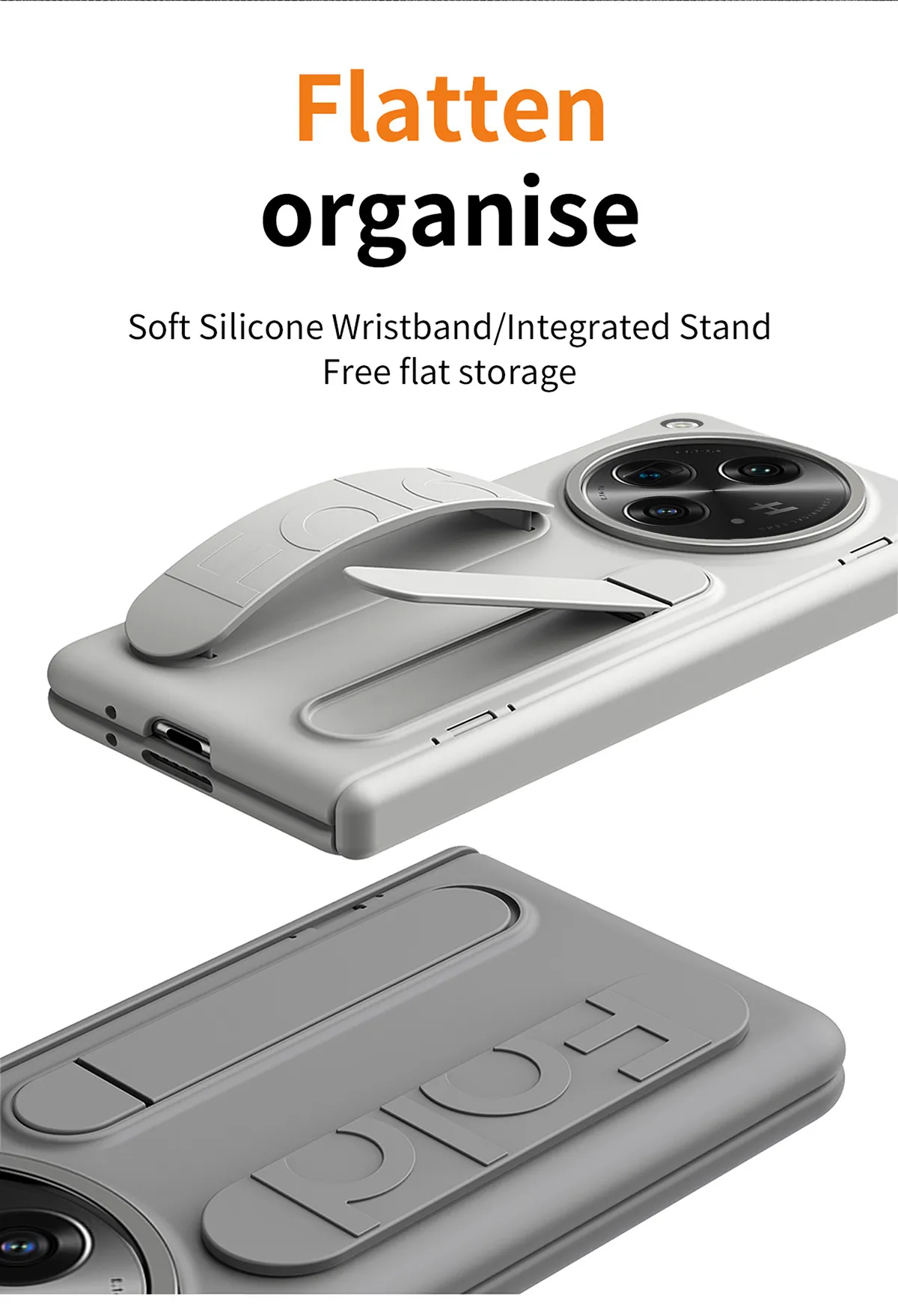 Compatible with OnePlus Open phone case, OnePlus folding wrist strap, vertical stand, hinge, full-coverage drop-proof protective case.