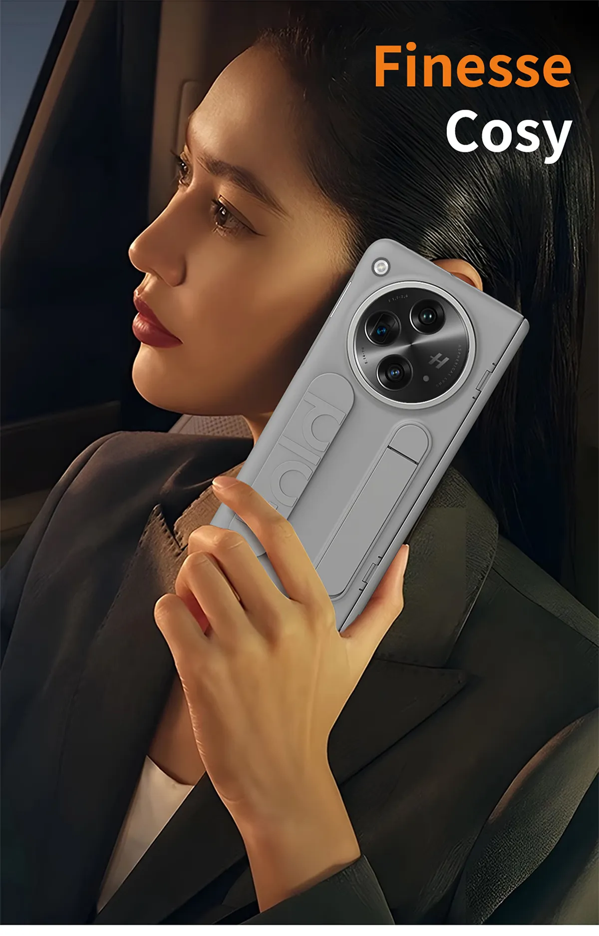 Compatible with OnePlus Open phone case, OnePlus folding wrist strap, vertical stand, hinge, full-coverage drop-proof protective case.