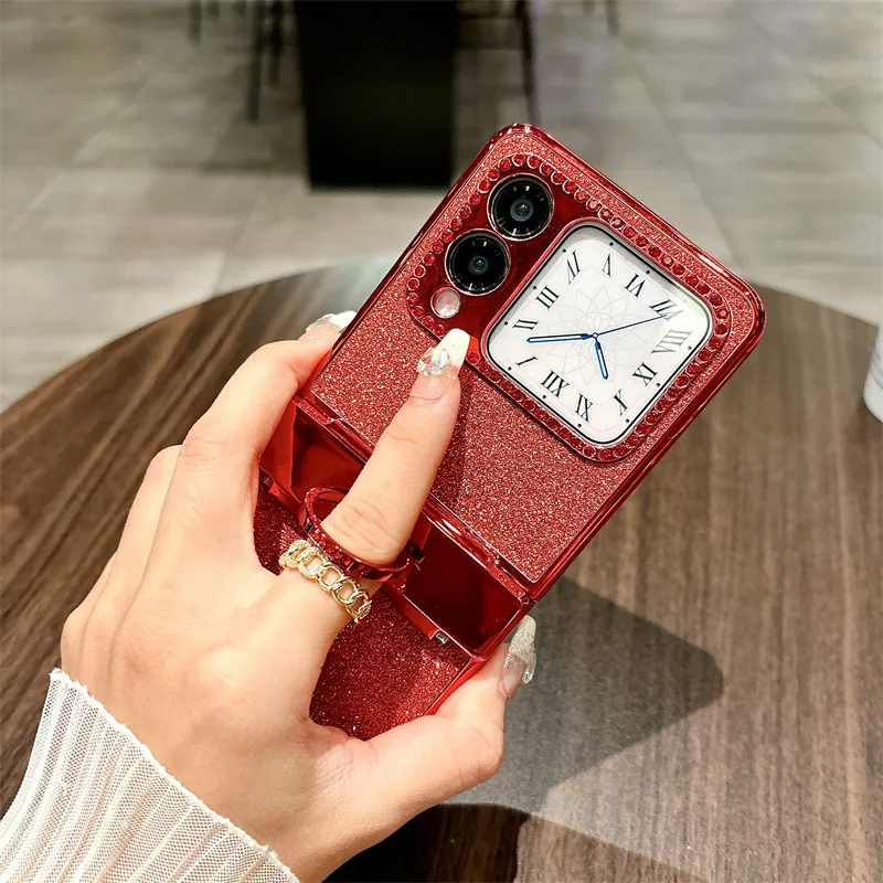 Compatible Huawei Nova Flip phone case, Nova Flip foldable screen crystal glitter hinge full-coverage shockproof case