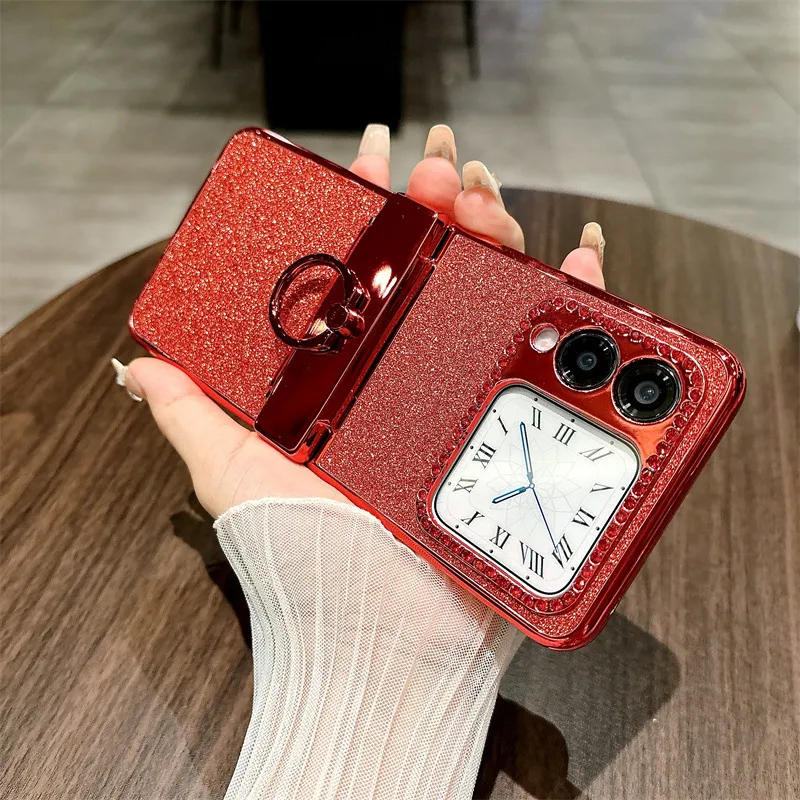 Compatible Huawei Nova Flip phone case, Nova Flip foldable screen crystal glitter hinge full-coverage shockproof case