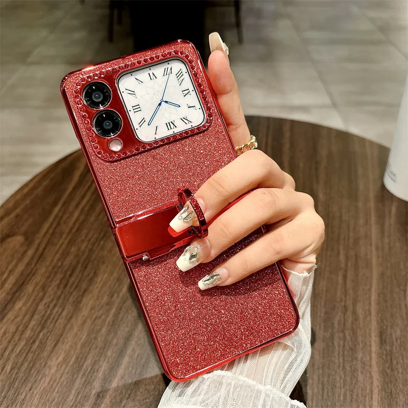 Compatible Huawei Nova Flip phone case, Nova Flip foldable screen crystal glitter hinge full-coverage shockproof case