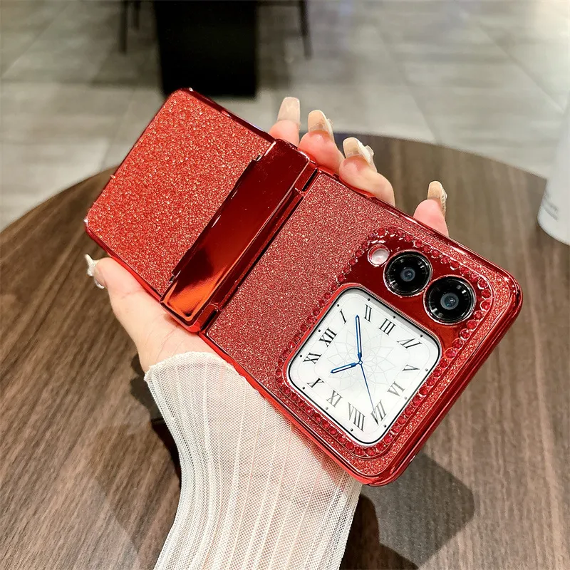 Compatible Huawei Nova Flip phone case, Nova Flip foldable screen crystal glitter hinge full-coverage shockproof case