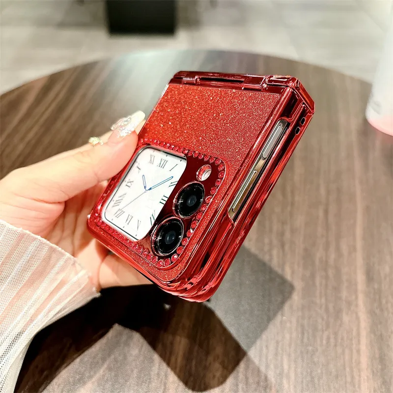 Compatible Huawei Nova Flip phone case, Nova Flip foldable screen crystal glitter hinge full-coverage shockproof case
