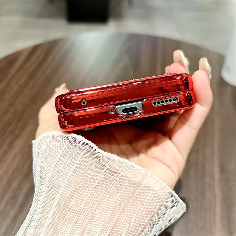 Compatible Huawei Nova Flip phone case, Nova Flip foldable screen crystal glitter hinge full-coverage shockproof case
