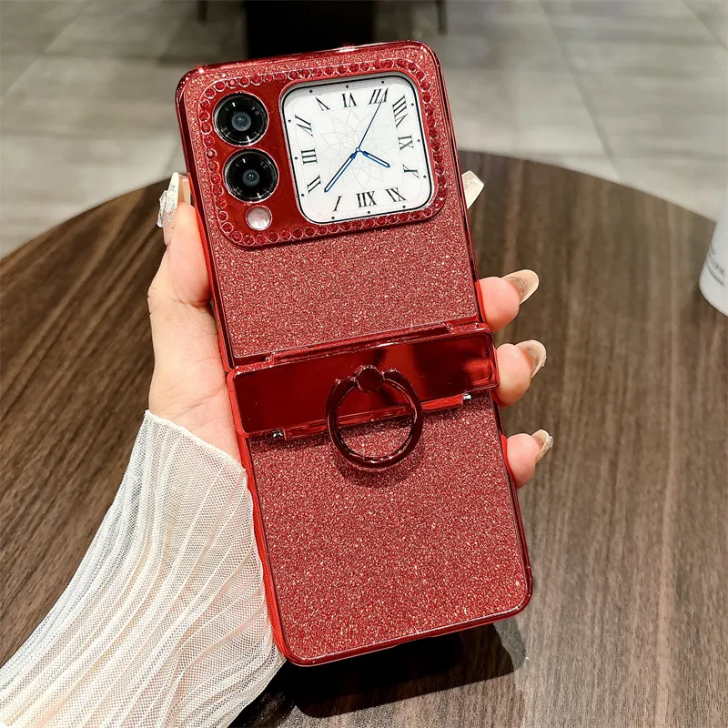 Compatible Huawei Nova Flip phone case, Nova Flip foldable screen crystal glitter hinge full-coverage shockproof case