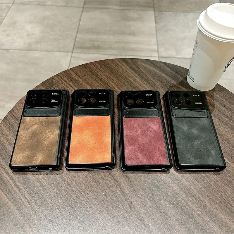 Xiaomi MIX FOLD4 phone case, vegan leather hinge case with integrated screen protector, suitable for drop protection.