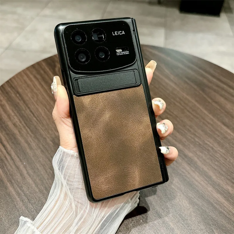 Xiaomi MIX FOLD4 phone case, vegan leather hinge case with integrated screen protector, suitable for drop protection.