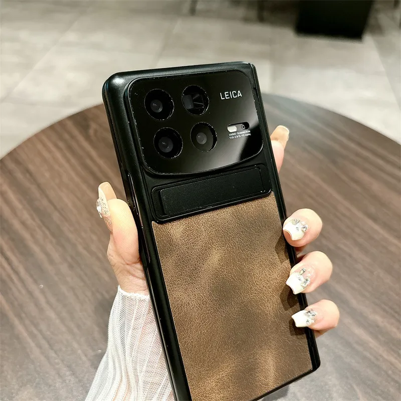 Xiaomi MIX FOLD4 phone case, vegan leather hinge case with integrated screen protector, suitable for drop protection.