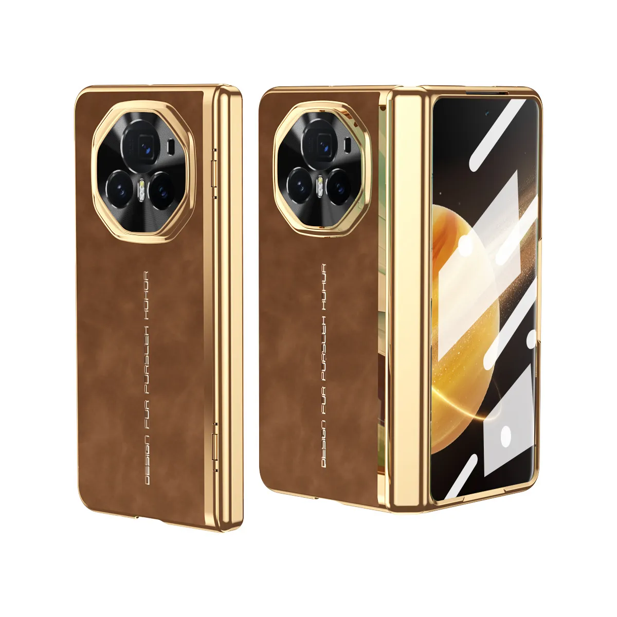 Honor Magic V3 phone case, Nappa leather case, integrated hinge, drop-proof protective case.