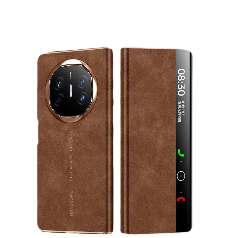 Compatible with Huawei MATE X7 and Mate X6 phones, this foldable smart leather case transforms into an XT window and is shockproof.