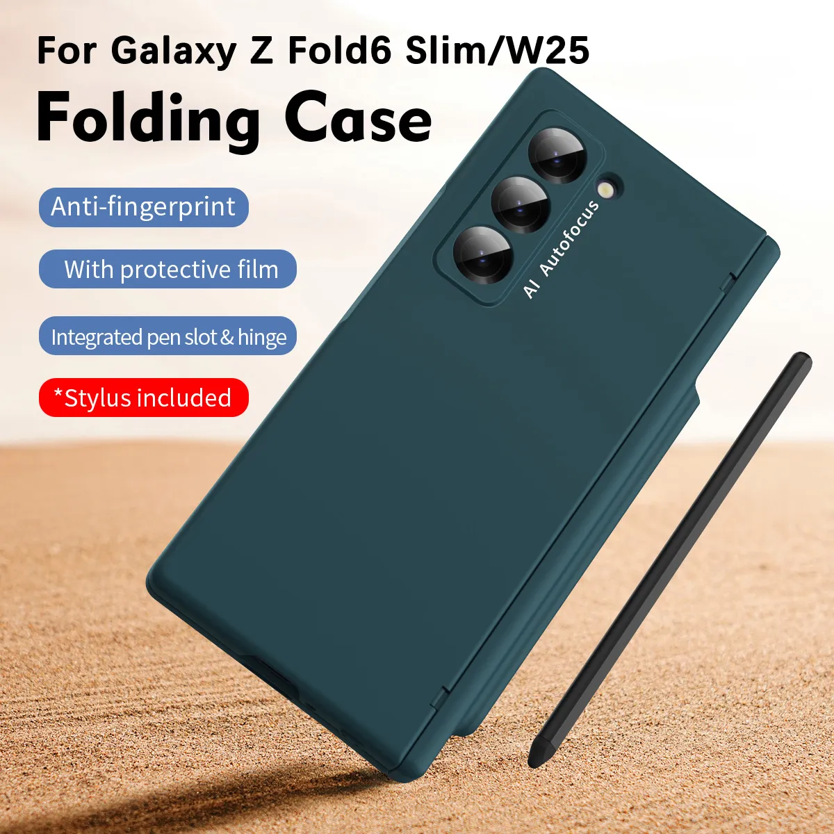 Compatible with Samsung Zfold 6 Slim phone case W25 pen slot ultra-thin business solid color case and screen protector
