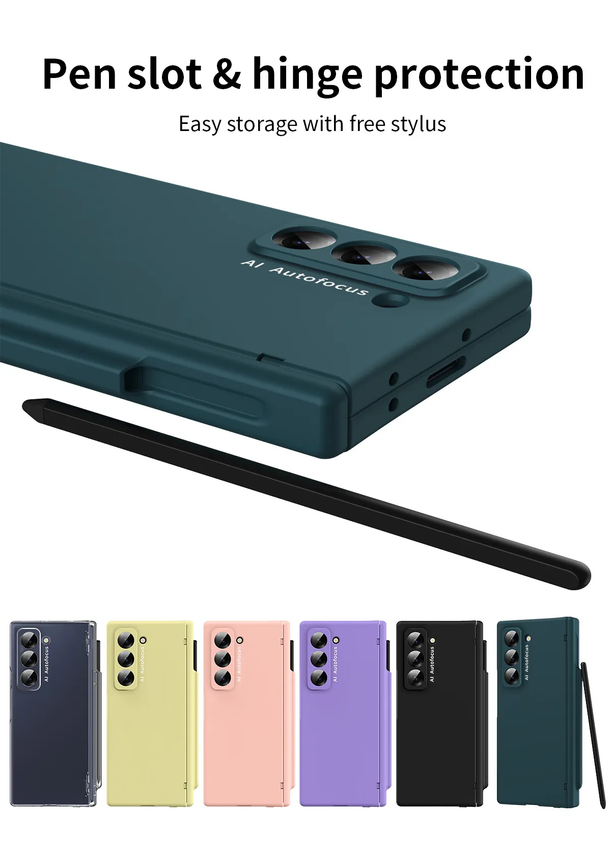 Compatible with Samsung Zfold 6 Slim phone case W25 pen slot ultra-thin business solid color case and screen protector