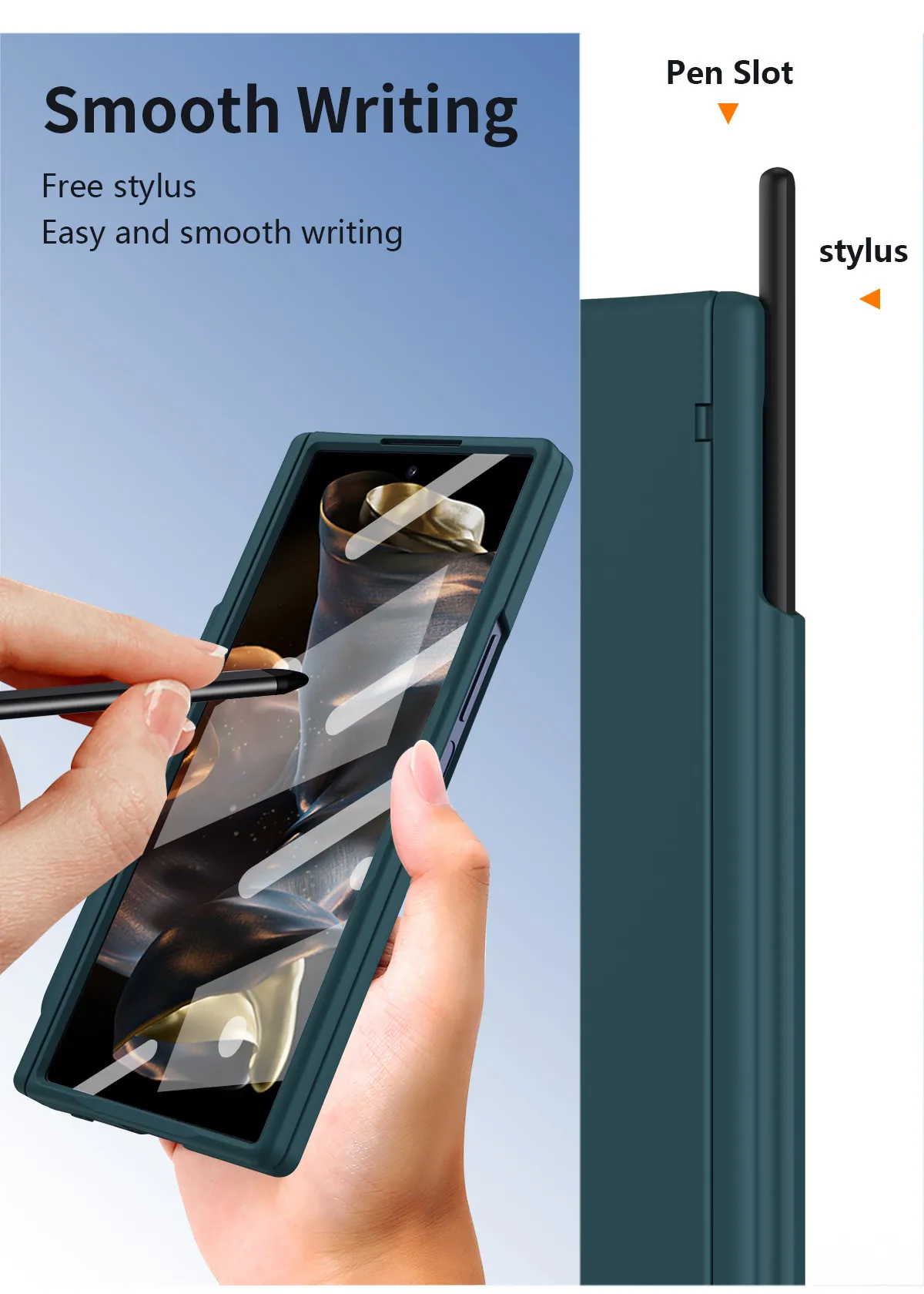 Compatible with Samsung Zfold 6 Slim phone case W25 pen slot ultra-thin business solid color case and screen protector