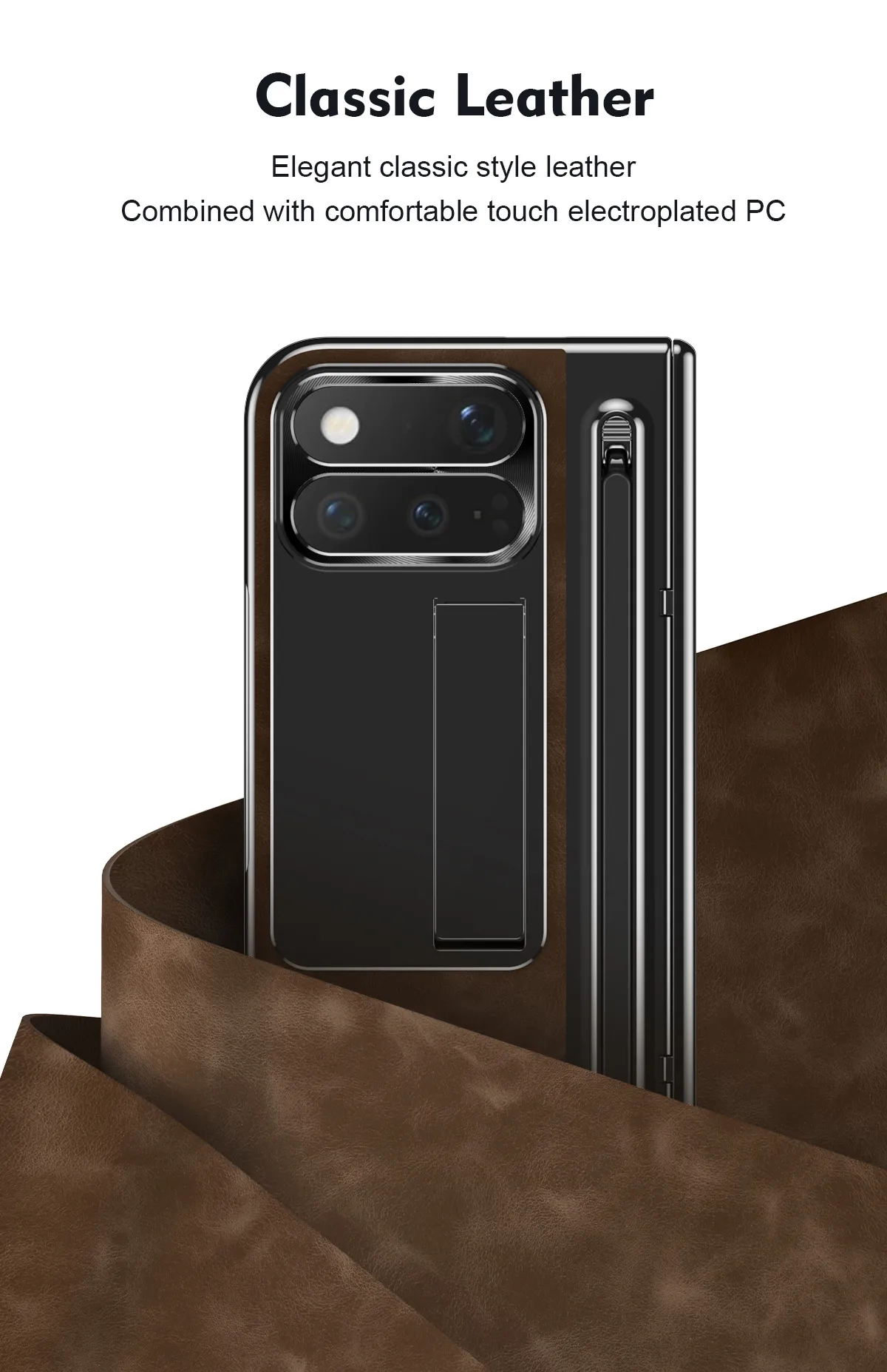 Compatible with Google Pixel 11 Pro and Google 9 Pro vegan leather pen slot hinge full-coverage drop-proof protective case