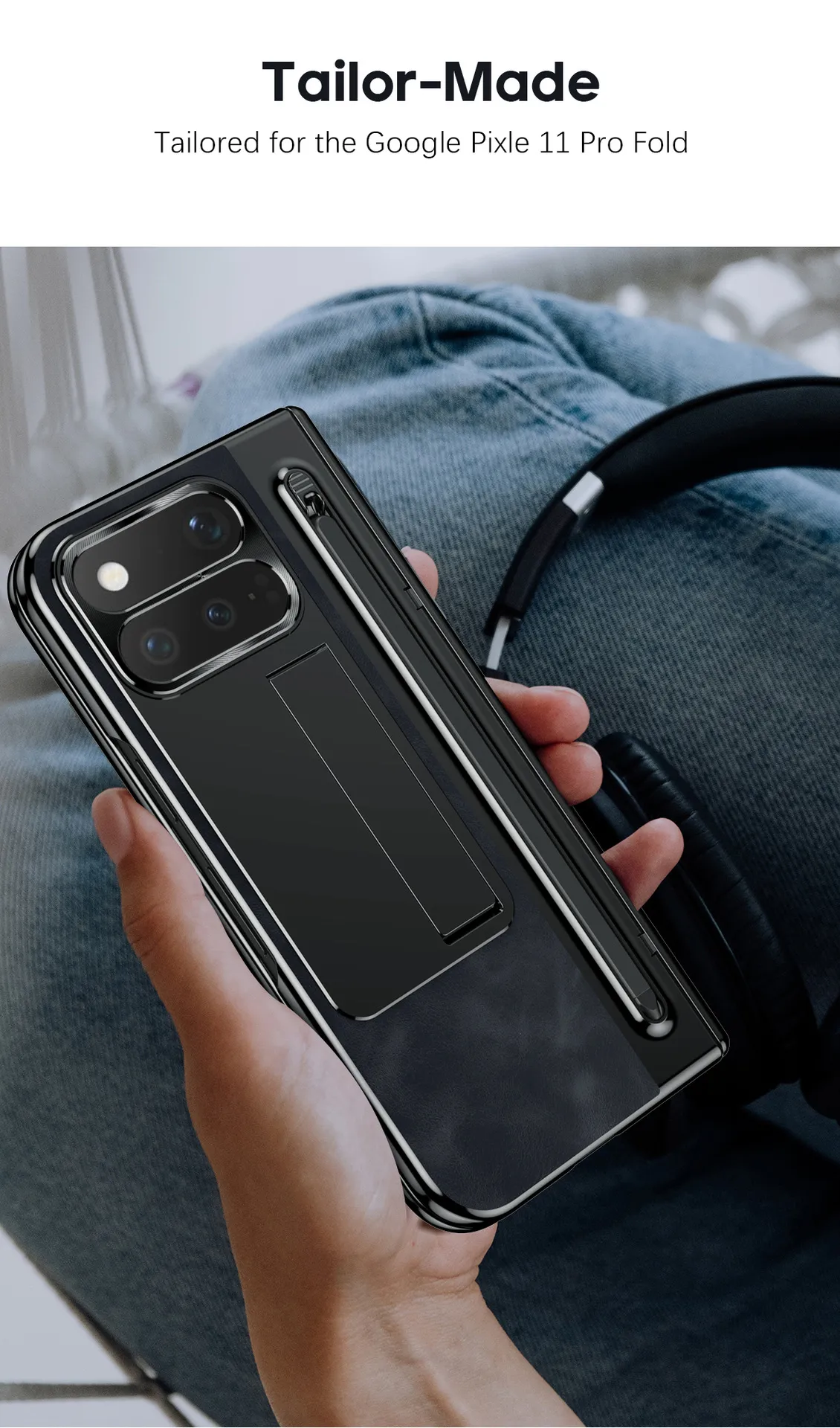 Compatible with Google Pixel 11 Pro and Google 9 Pro vegan leather pen slot hinge full-coverage drop-proof protective case