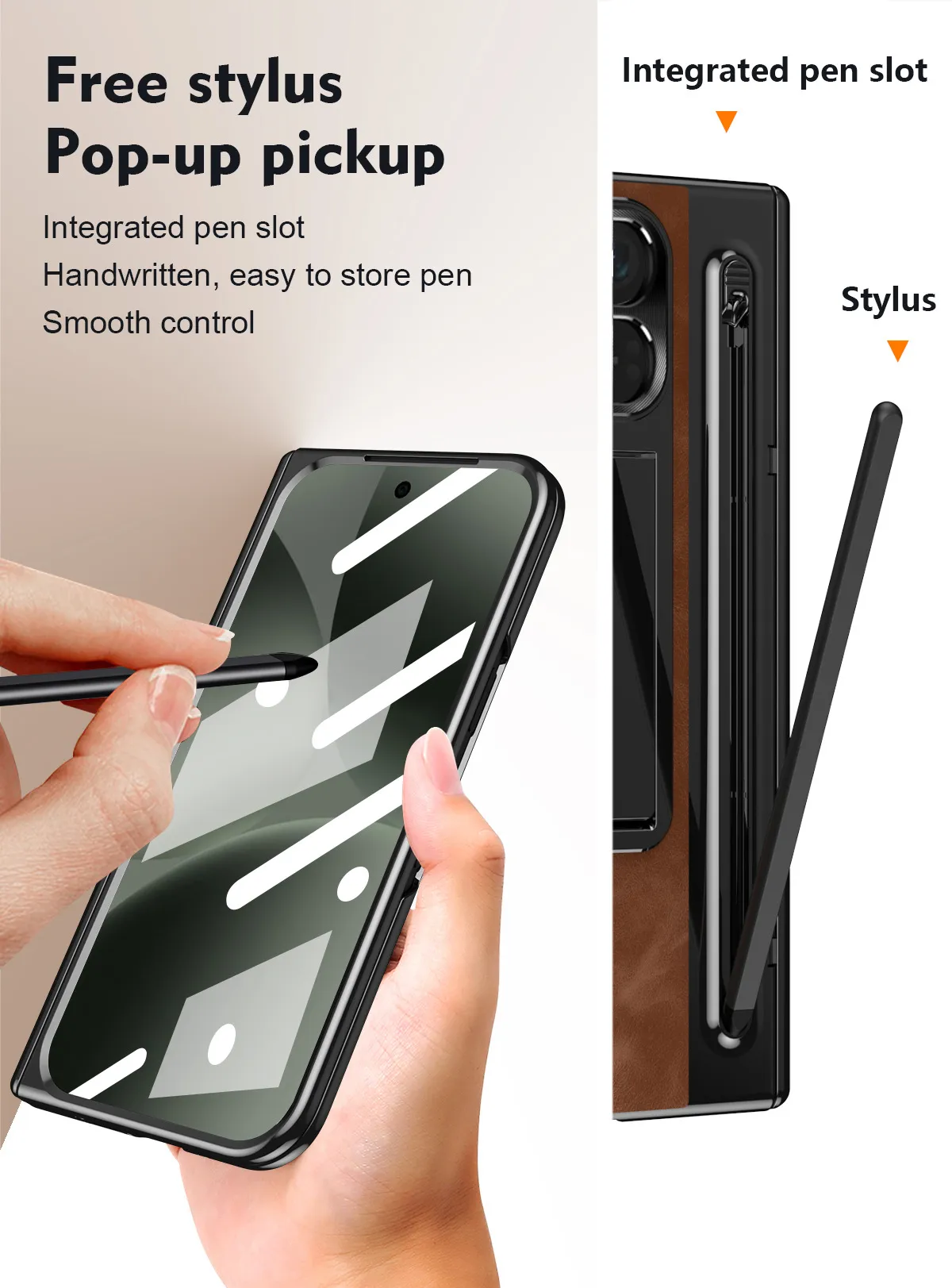 Compatible with Google Pixel 11 Pro and Google 9 Pro vegan leather pen slot hinge full-coverage drop-proof protective case
