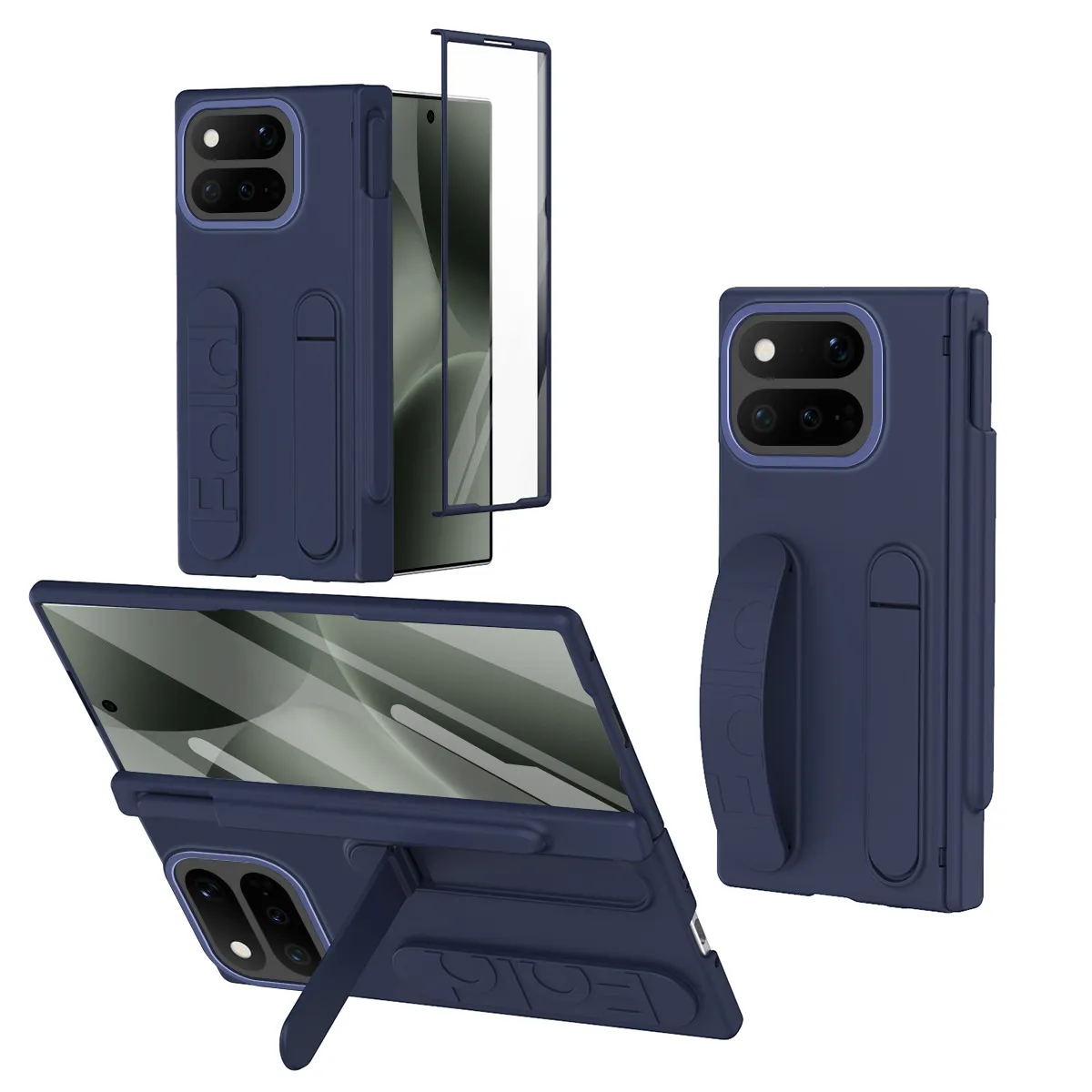 Compatible with Google Pixel 11 Pro phone case, Google Fold 9 wrist strap, pen slot, hinge, full-coverage drop protection