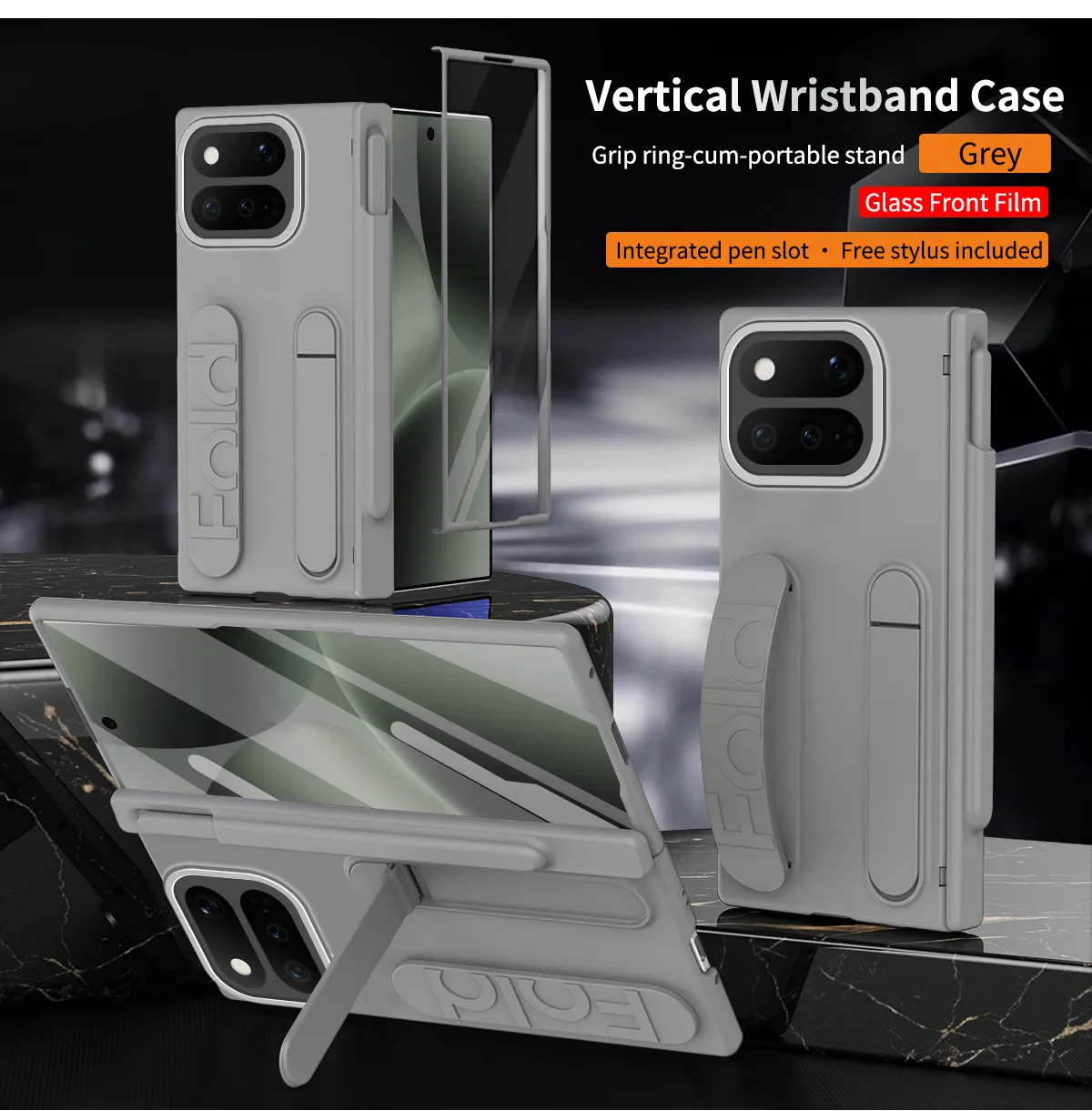 Compatible with Google Pixel 11 Pro phone case, Google Fold 9 wrist strap, pen slot, hinge, full-coverage drop protection