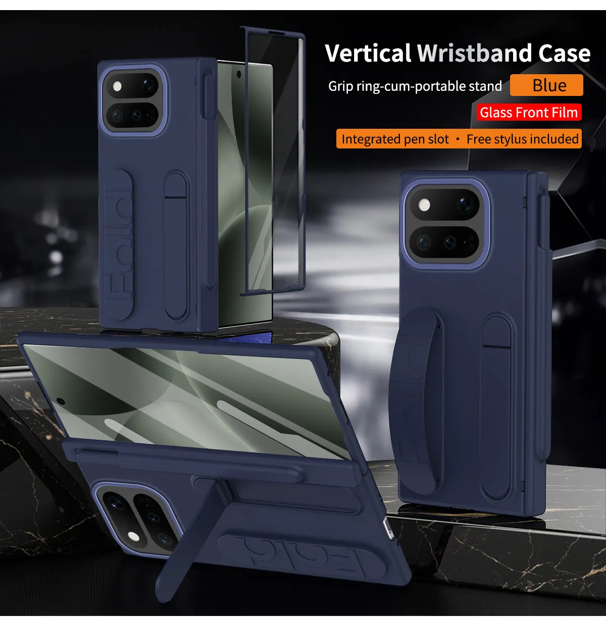 Compatible with Google Pixel 11 Pro phone case, Google Fold 9 wrist strap, pen slot, hinge, full-coverage drop protection