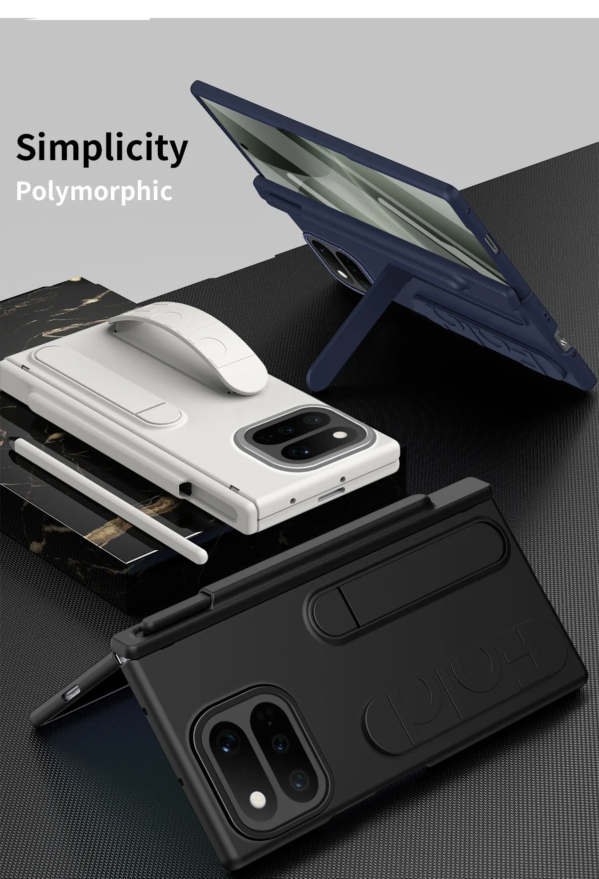 Compatible with Google Pixel 11 Pro phone case, Google Fold 9 wrist strap, pen slot, hinge, full-coverage drop protection
