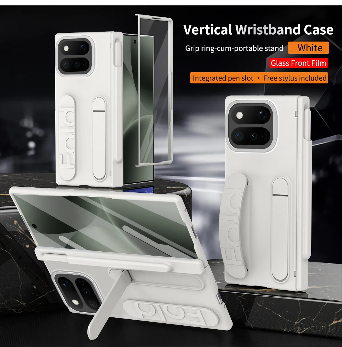 Compatible with Google Pixel 11 Pro phone case, Google Fold 9 wrist strap, pen slot, hinge, full-coverage drop protection