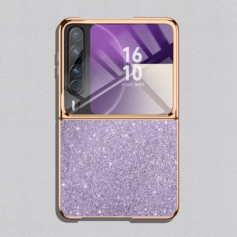 Huawei Pura X Phone Case, Foldable Screen Protector, Electroplated Glitter Leather, Ultra-thin, Drop-proof and Suitable