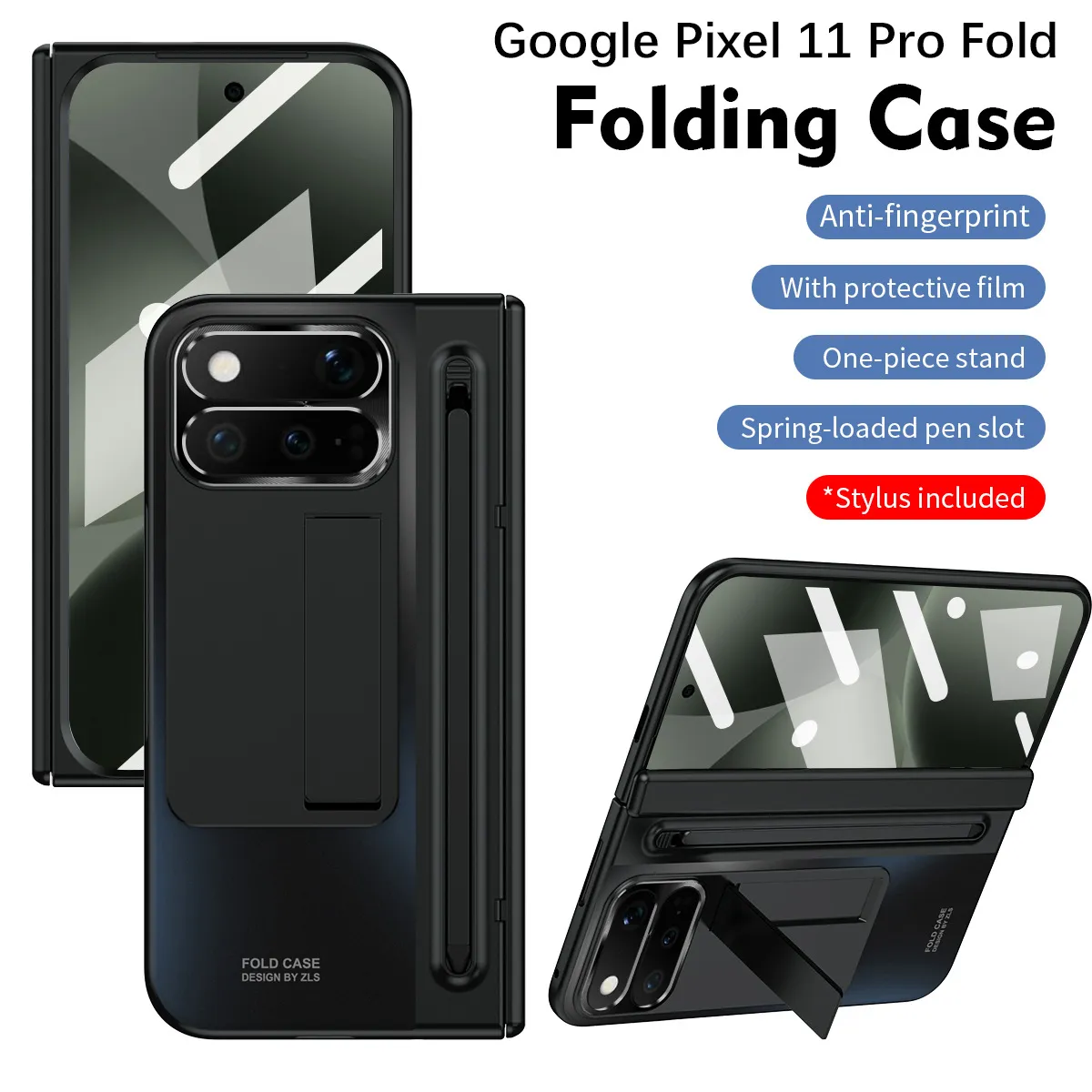 Compatible with Google Pixel 1 Pro and Pixel 9 Pro folding electroplated hinge full-coverage drop protection
