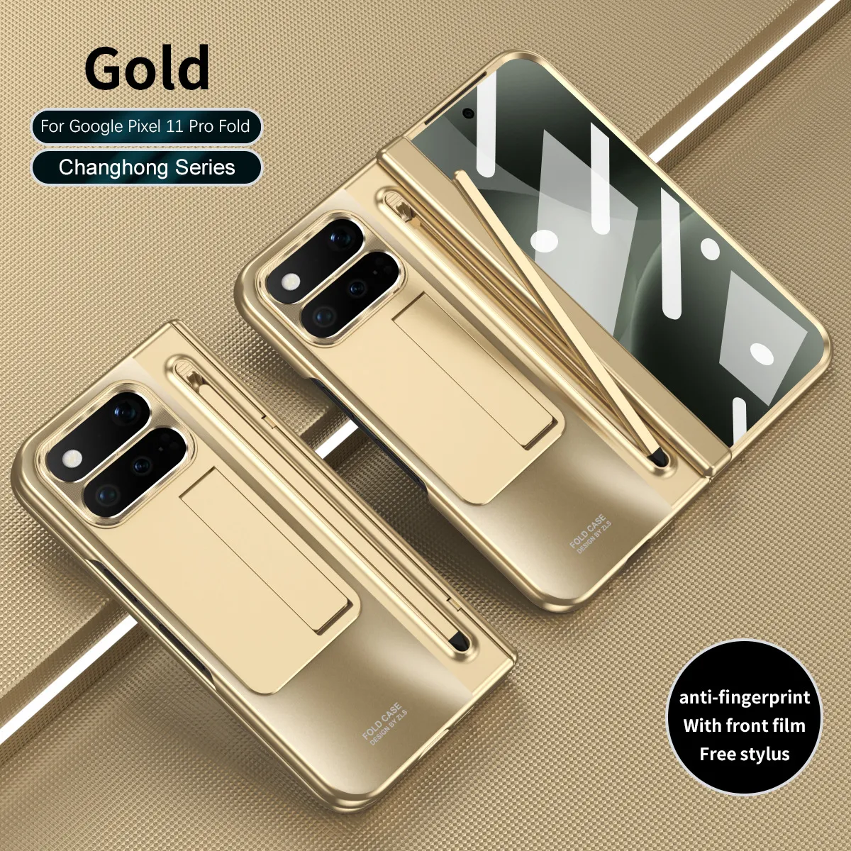 Compatible with Google Pixel 1 Pro and Pixel 9 Pro folding electroplated hinge full-coverage drop protection