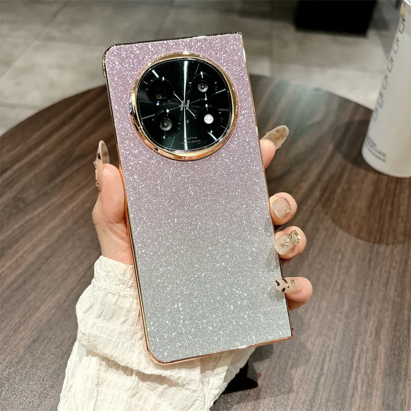 Compatible with OPPO Find N5 foldable phone case, FINDN3 electroplated glitter leather drop-proof protective case