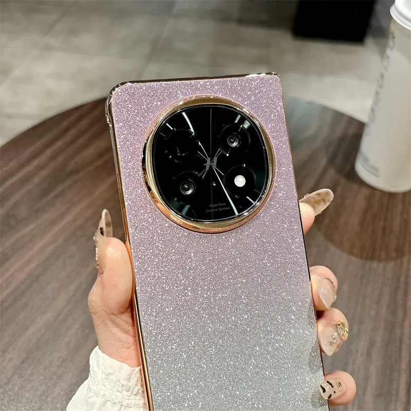 Compatible with OPPO Find N5 foldable phone case, FINDN3 electroplated glitter leather drop-proof protective case