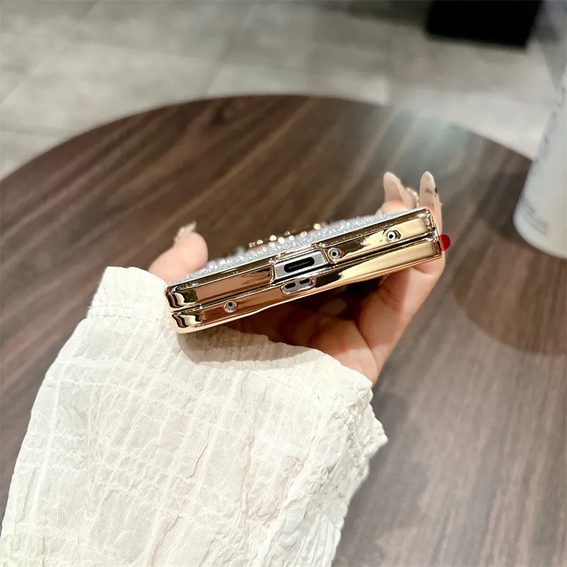 Compatible with OPPO Find N5 foldable phone case, FINDN3 electroplated glitter leather drop-proof protective case
