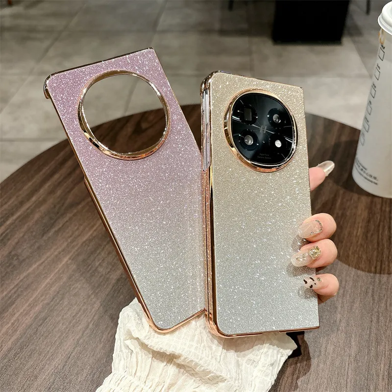 Compatible with OPPO Find N5 foldable phone case, FINDN3 electroplated glitter leather drop-proof protective case
