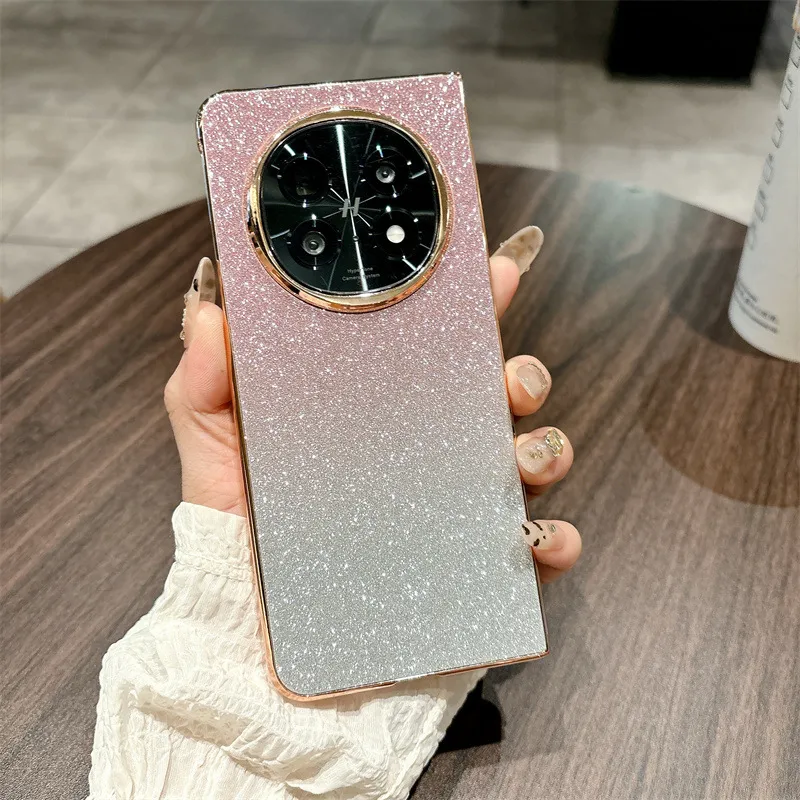 Compatible with OPPO Find N5 foldable phone case, FINDN3 electroplated glitter leather drop-proof protective case