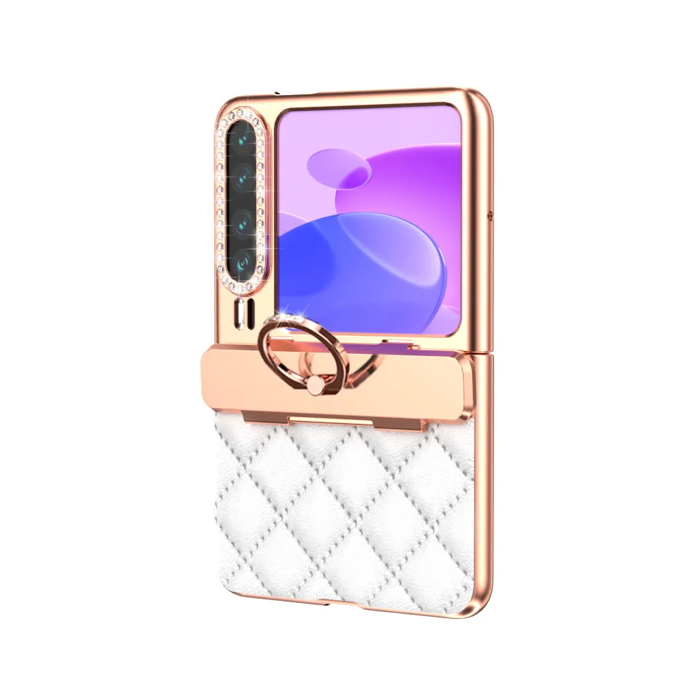 Huawei Pura X MAX Phone Case, PURA X Foldable Screen Diamond Electroplated Chanel Style Ring Protective Case