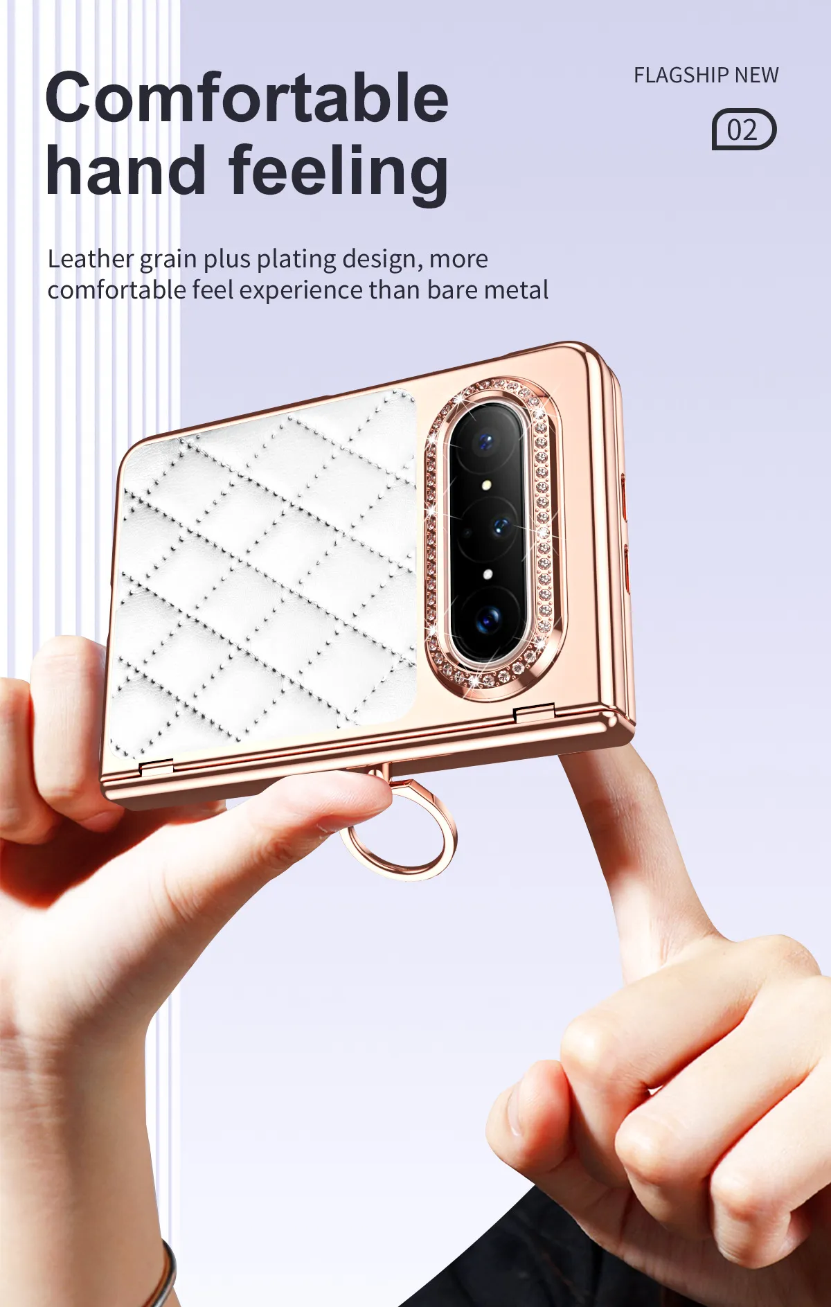 Huawei Pura X MAX Phone Case, PURA X Foldable Screen Diamond Electroplated Chanel Style Ring Protective Case
