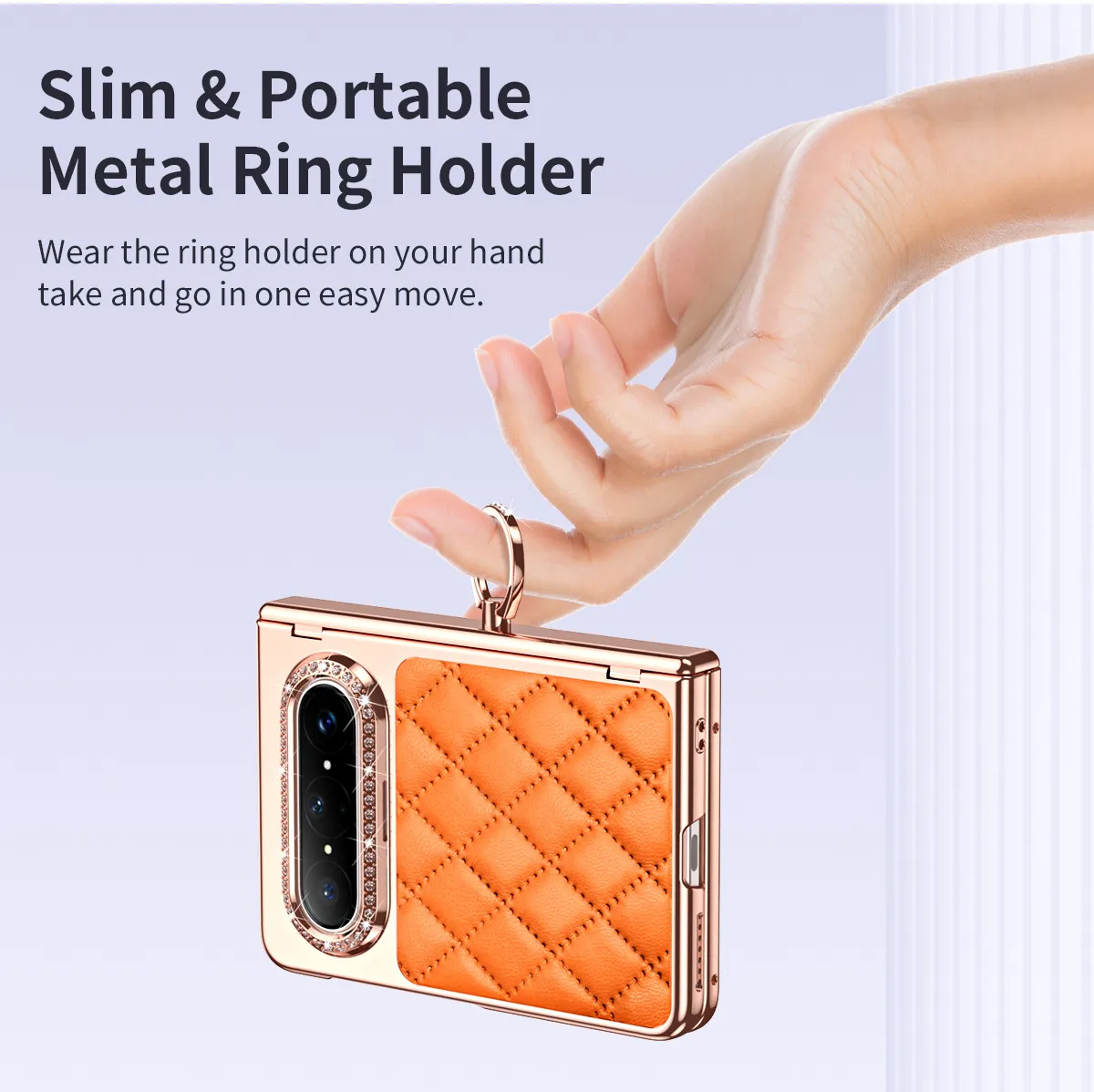Huawei Pura X MAX Phone Case, PURA X Foldable Screen Diamond Electroplated Chanel Style Ring Protective Case