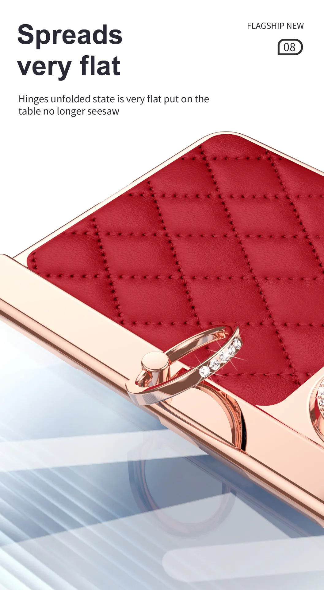 Huawei Pura X MAX Phone Case, PURA X Foldable Screen Diamond Electroplated Chanel Style Ring Protective Case