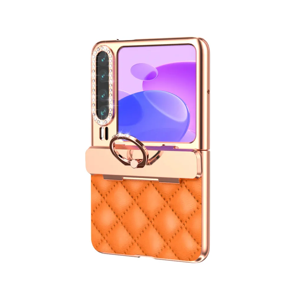 Huawei Pura X MAX Phone Case, PURA X Foldable Screen Diamond Electroplated Chanel Style Ring Protective Case