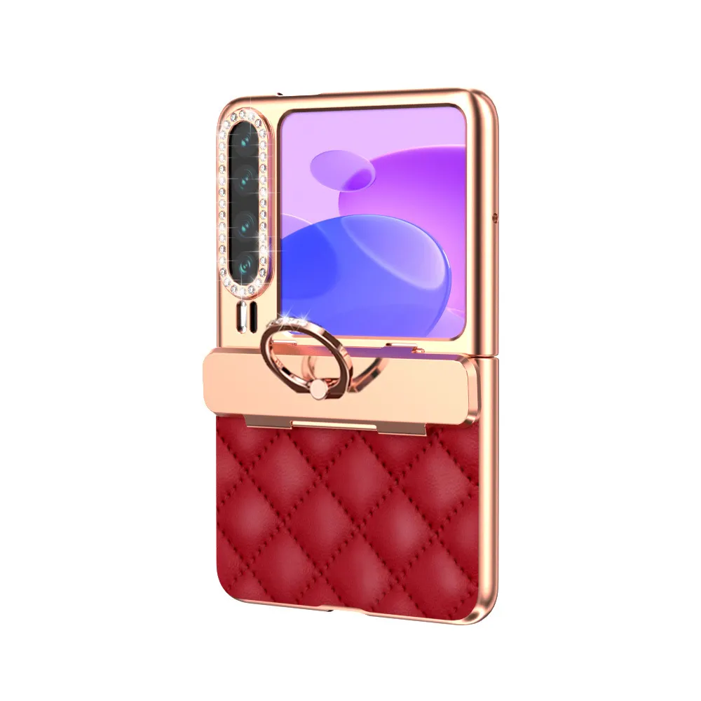 Huawei Pura X MAX Phone Case, PURA X Foldable Screen Diamond Electroplated Chanel Style Ring Protective Case