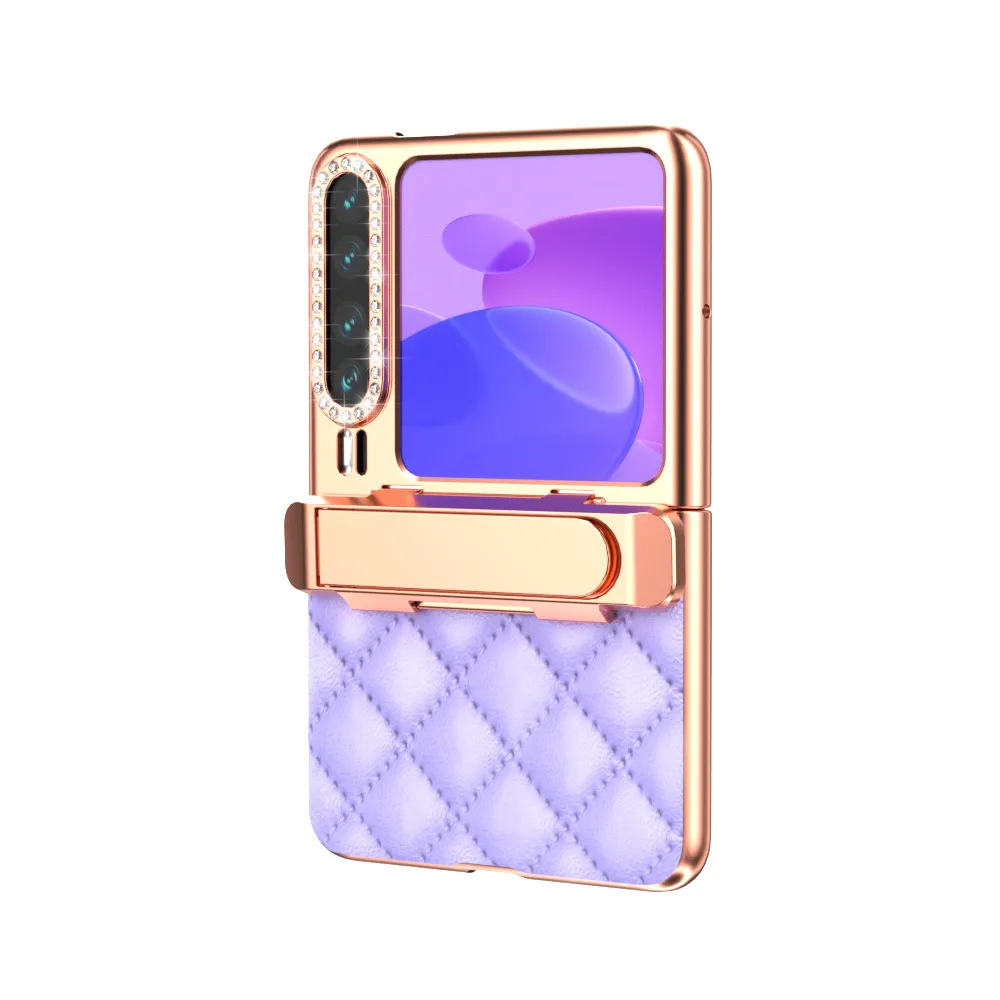Huawei Pura X Phone Case, Foldable Screen Protector, Electroplated, Chanel-Style, Invisible Stand, Drop-Proof and Suitable