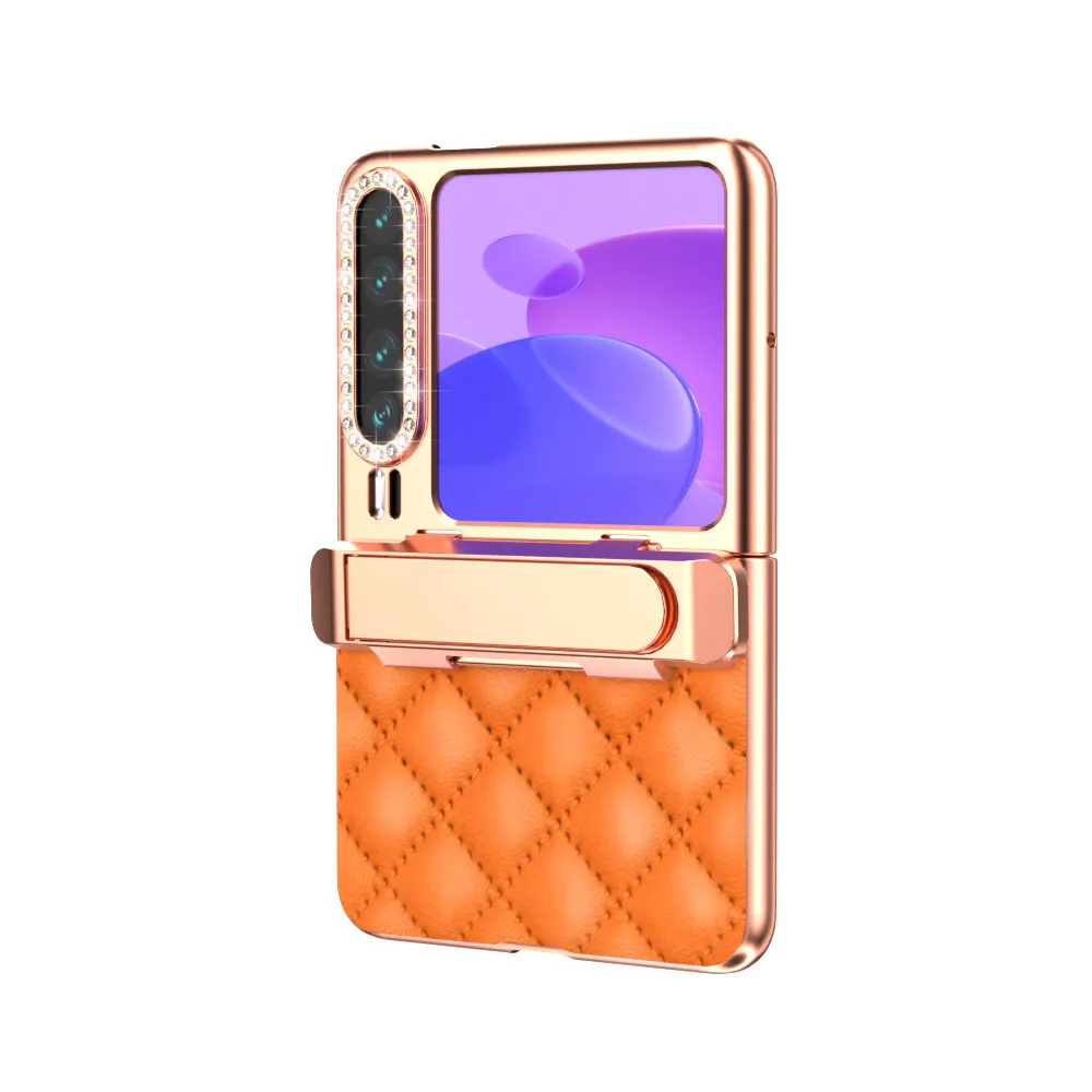 Huawei Pura X Phone Case, Foldable Screen Protector, Electroplated, Chanel-Style, Invisible Stand, Drop-Proof and Suitable