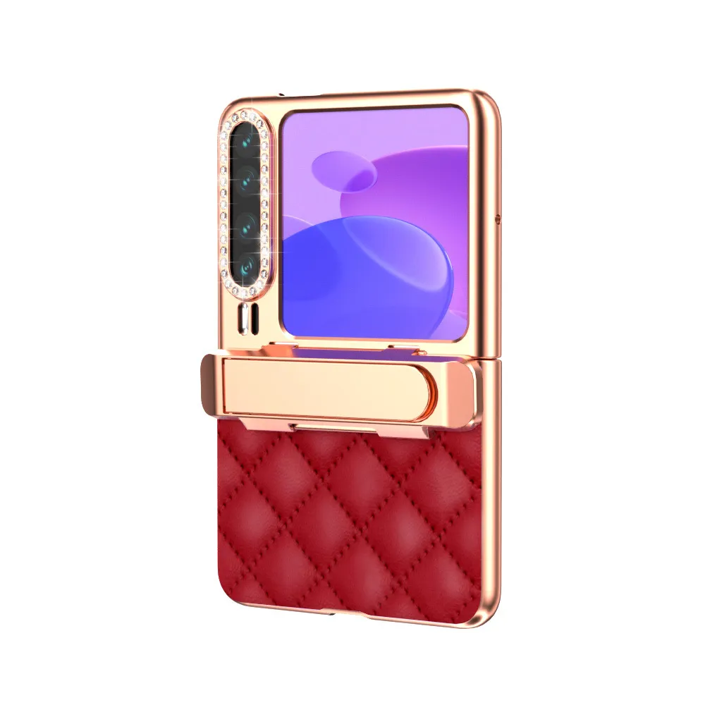 Huawei Pura X Phone Case, Foldable Screen Protector, Electroplated, Chanel-Style, Invisible Stand, Drop-Proof and Suitable