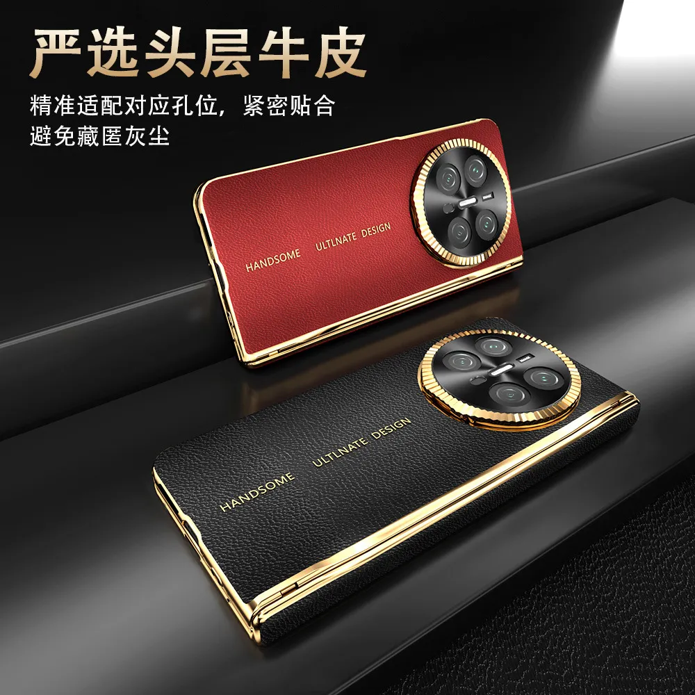 Compatible with Mate X6 foldable screen MATE X5 metal lens vegan leather hinge full-coverage drop-proof protective case