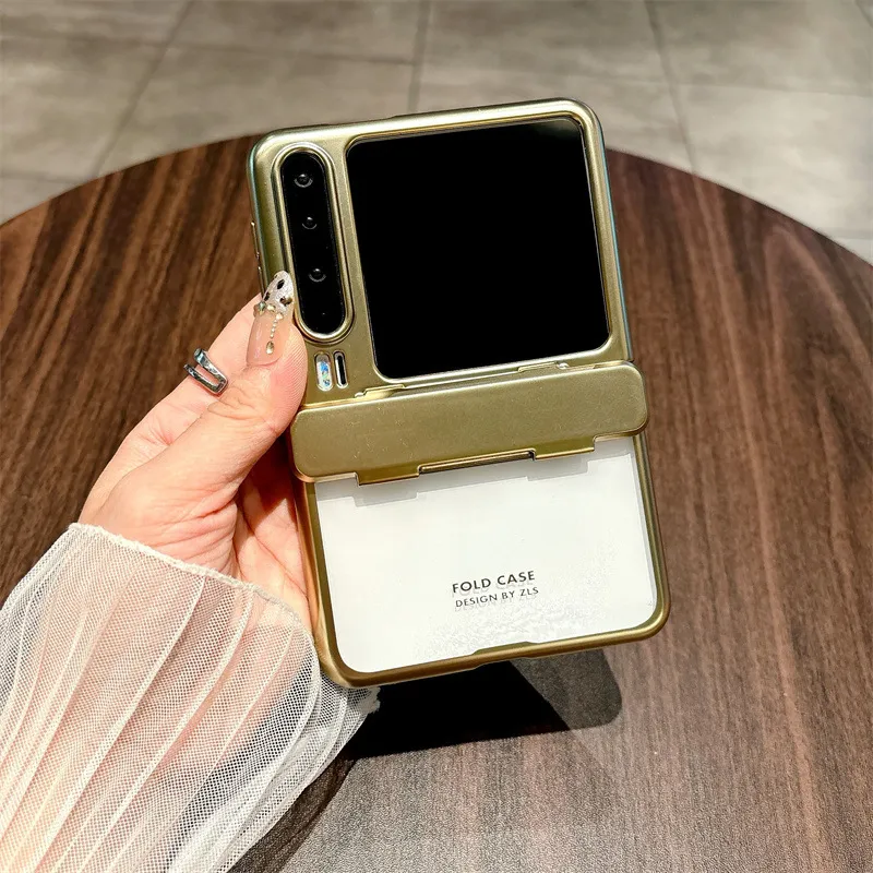 Huawei Pura X Phone Case, PURA X Foldable Screen Protector, Electroplated Transparent Hinge, Full Coverage Drop Protection Case