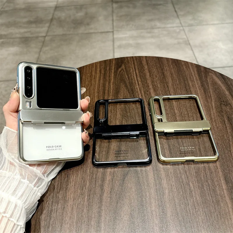 Huawei Pura X Phone Case, PURA X Foldable Screen Protector, Electroplated Transparent Hinge, Full Coverage Drop Protection Case