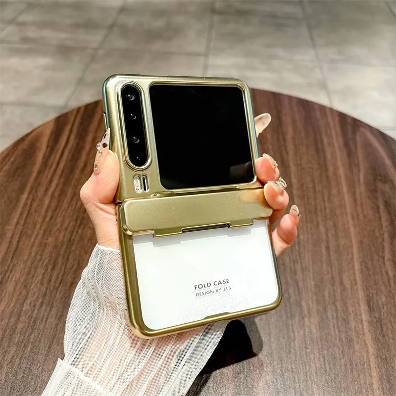 Huawei Pura X Phone Case, PURA X Foldable Screen Protector, Electroplated Transparent Hinge, Full Coverage Drop Protection Case
