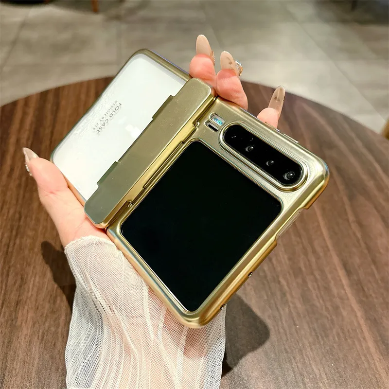 Huawei Pura X Phone Case, PURA X Foldable Screen Protector, Electroplated Transparent Hinge, Full Coverage Drop Protection Case