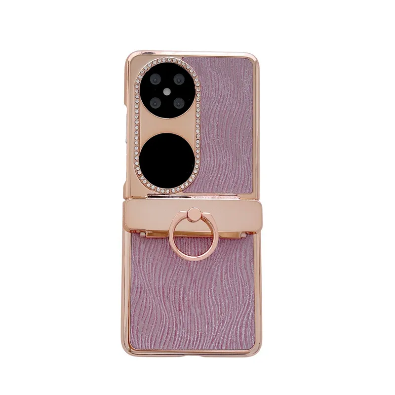 Huawei Pocket 2 Phone Case P50 Treasure Box Foldable Screen Protective Leather Case, Vegan Leather, Water Ripple Texture, 5G Drop Protection