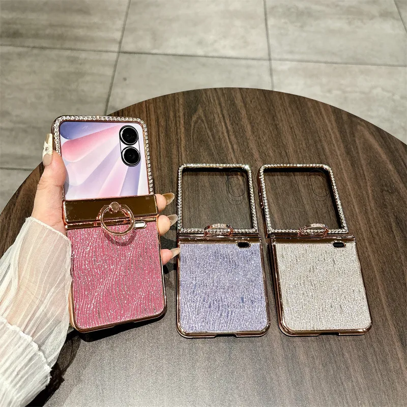 Compatible with Honor Magic V Flip2 phone case, foldable screen luxury electroplated glitter leather drop-proof protective case
